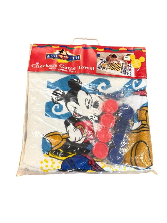 Disney Other - Mickey For Kids Checkers Game Beach Towel NEW Disney VTG 100% Cotton Terry
